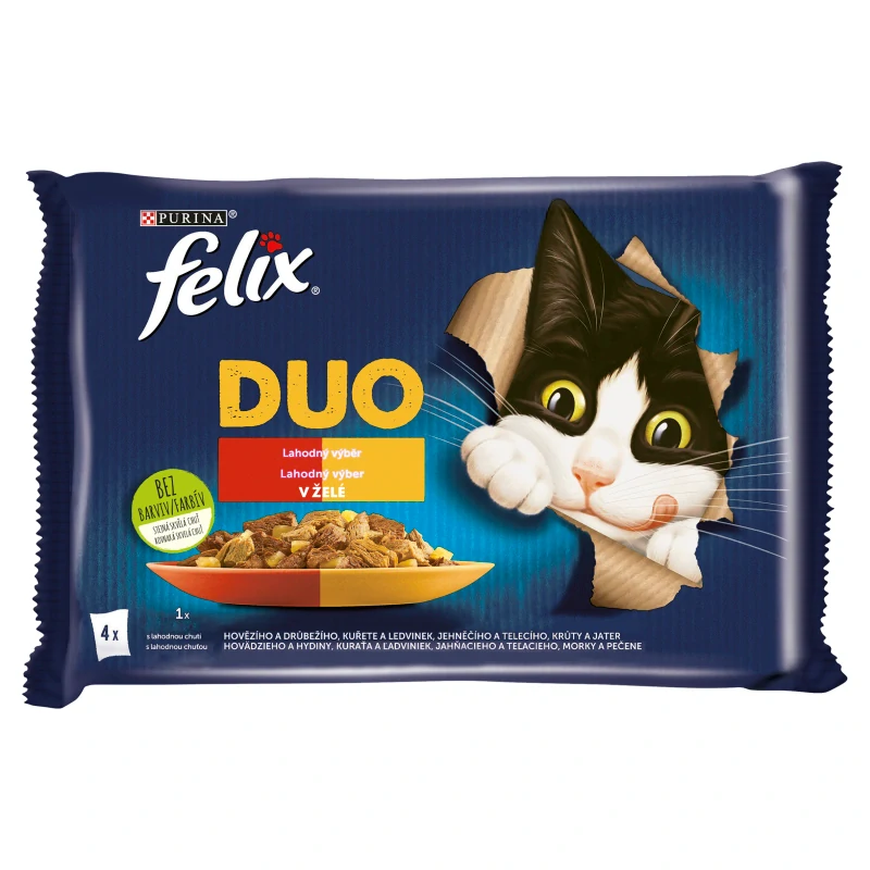 FELIX Fantastic Duo - lahodný výber hovädzie/kura v želé 4 x 85g