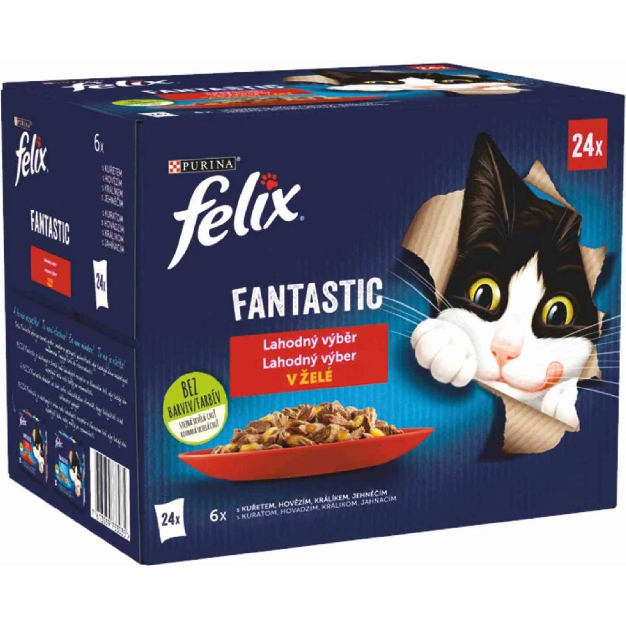 Felix Fantastic Multipack 24x85g kura/hovädzie/kralik/jahnacie v želé