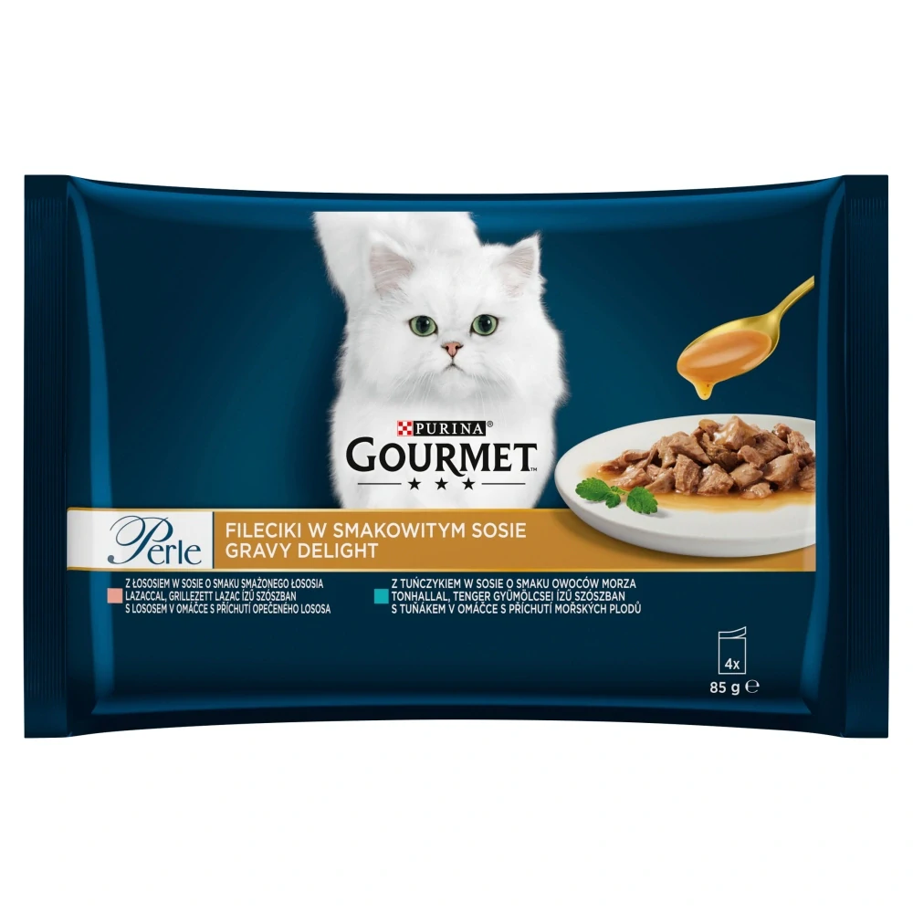 Gourmet Perle Gravy Delight s lososom a tuniakom v omáčke 4 x 85 g