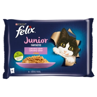 FELIX Fantastic Junior s kuraťom a lososom v želé 4 x 85 g